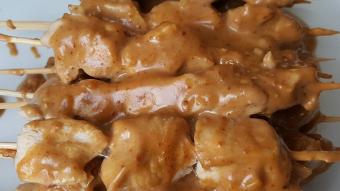 Foto van kip-sate